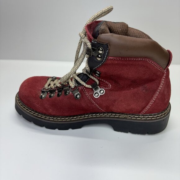 VTG Westway Red Suede Hiking Boots Mountaineer Style Womens 7 Gorpcore Cabincore - Picture 8 of 10